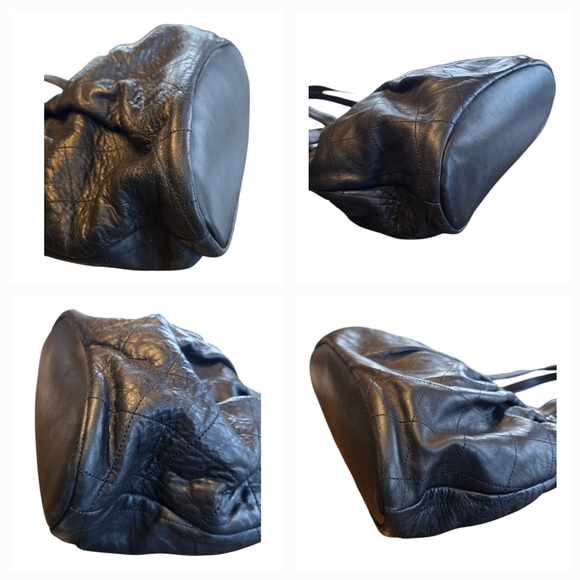 Chanel Black Diamond Stitch Lambskin Silvertone Large Shoulder Bag Tote - Picture 8 of 14